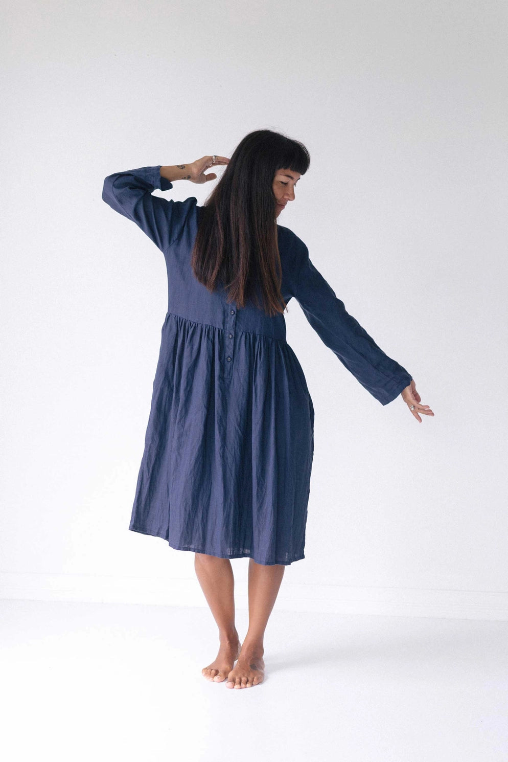 Becky French Linen Dress Prussian Blue