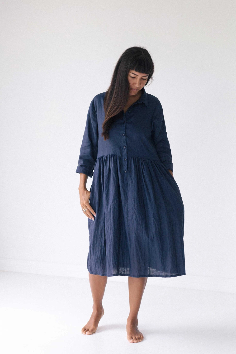Becky French Linen Dress Prussian Blue