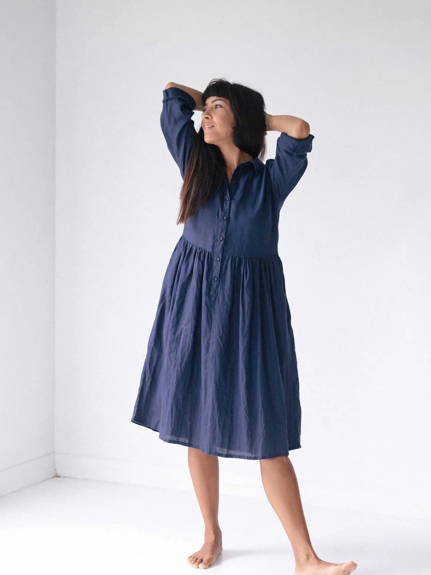 Becky French Linen Dress Prussian Blue