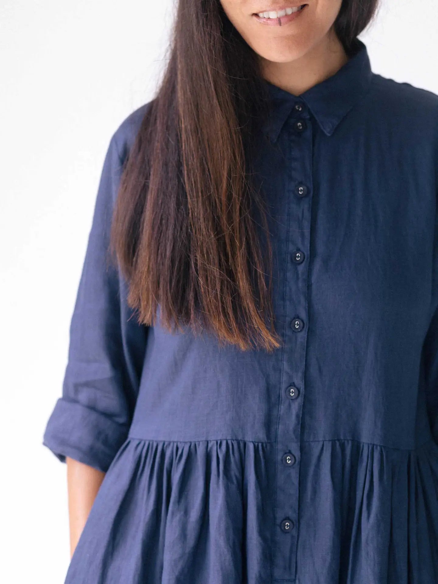 Becky French Linen Dress Prussian Blue