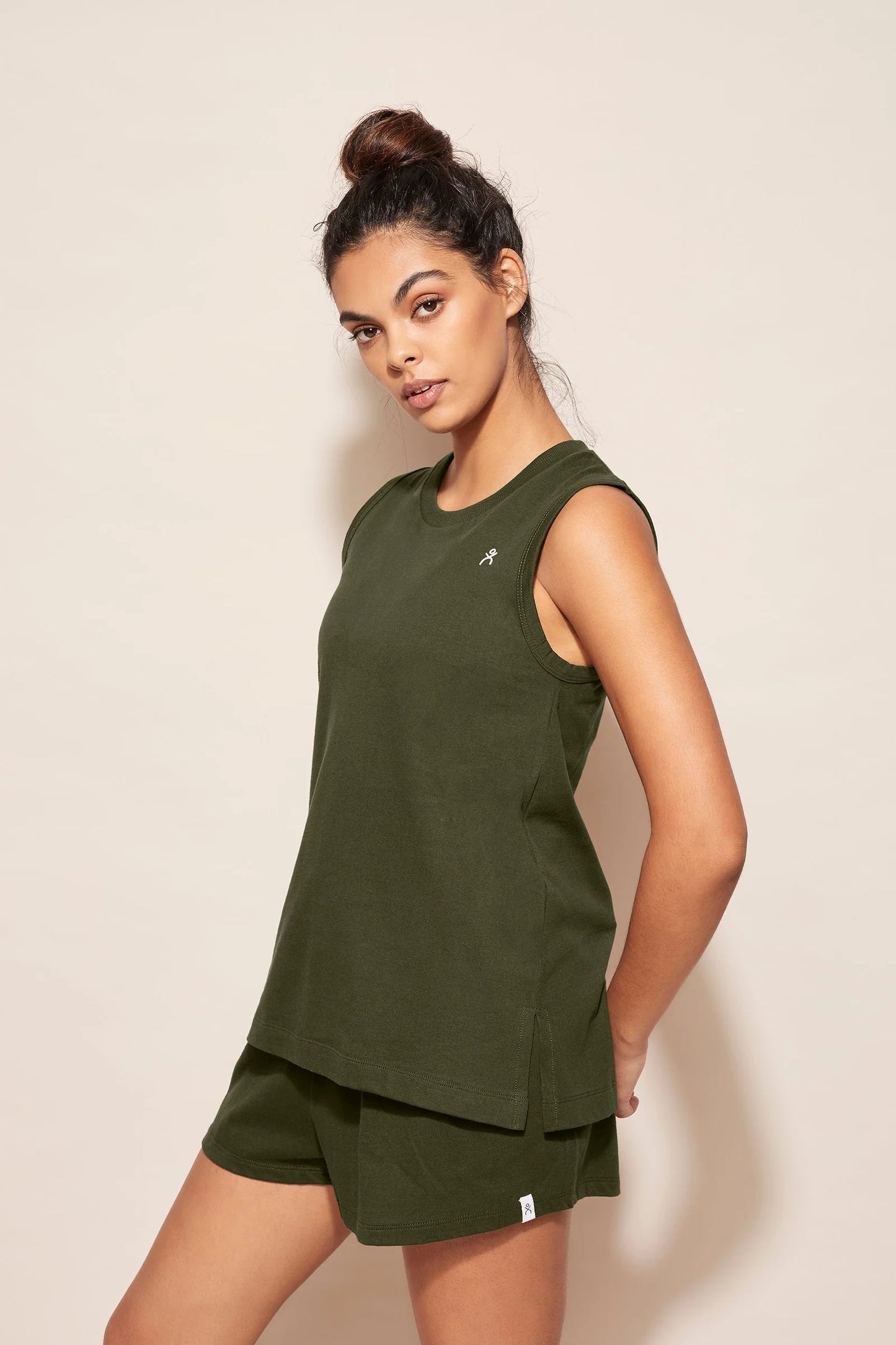 D K Active Champion Tank Khaki FINAL SALE