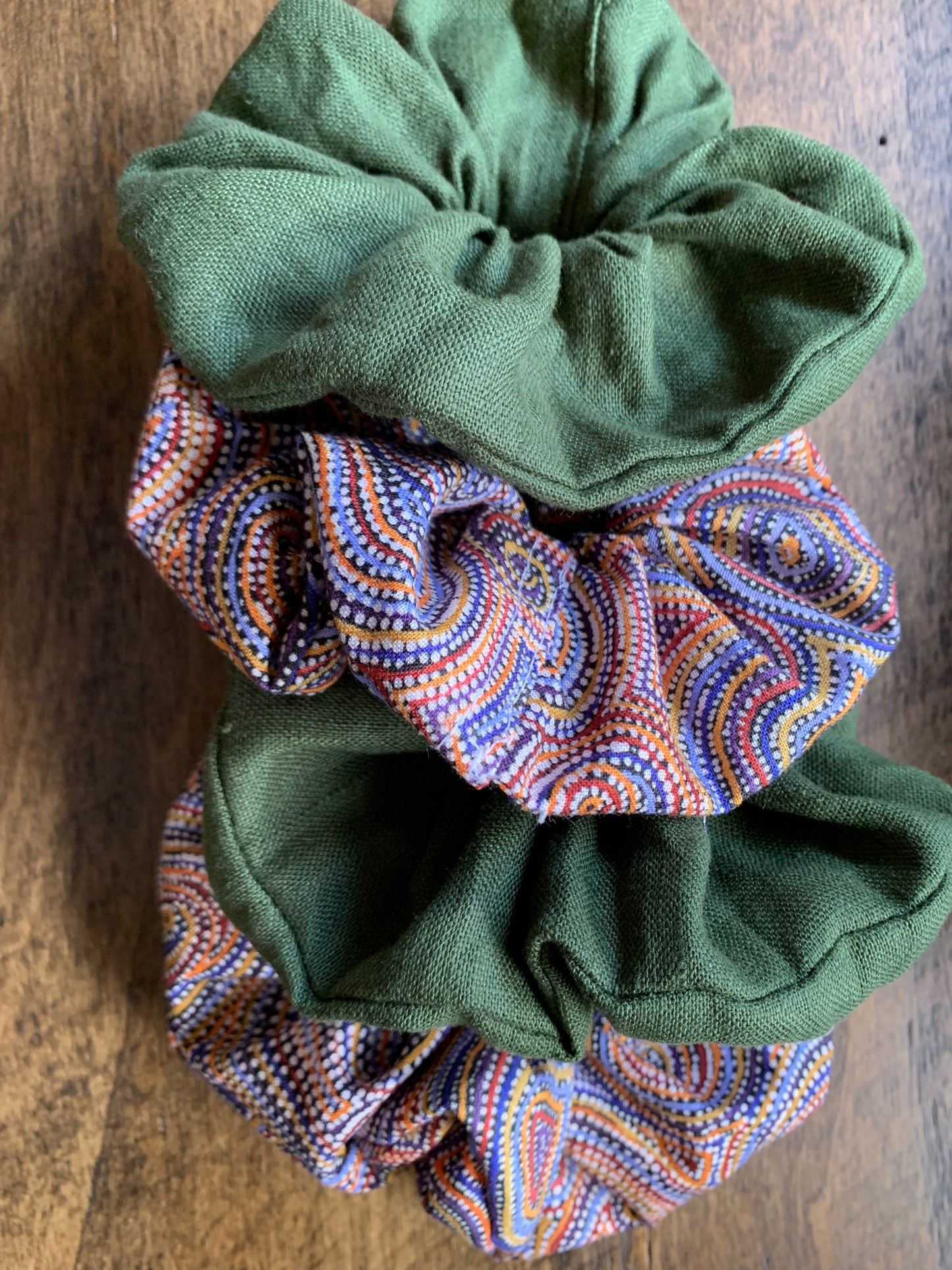 Scrunchie Linen Dark Olive