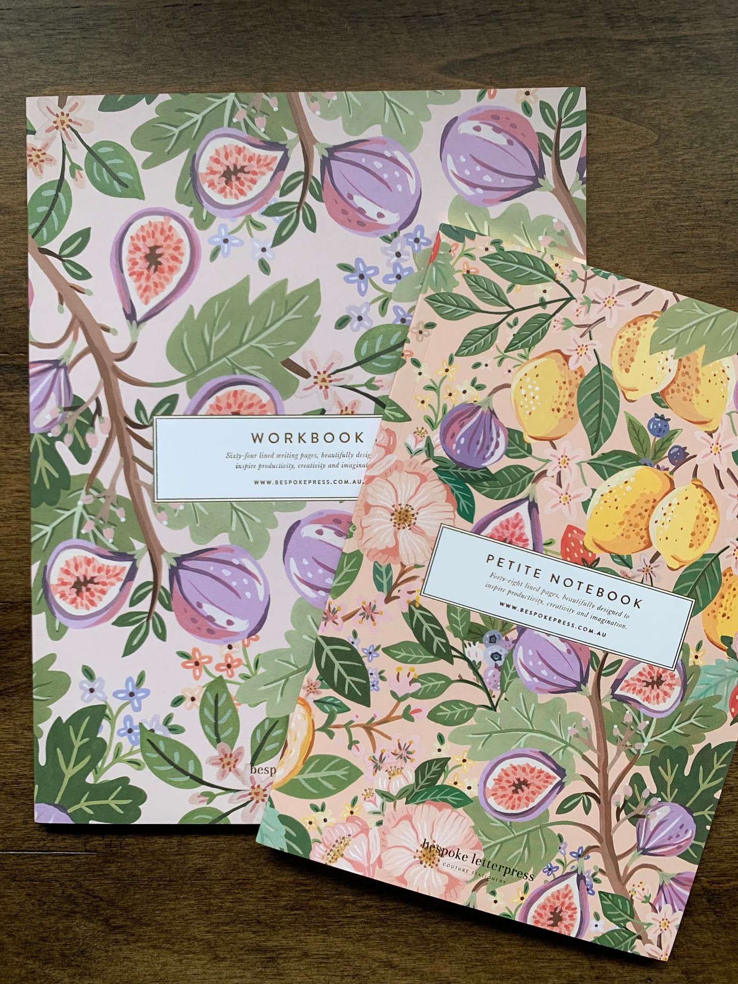 Workbook lined 64 page figs with matching petite notebook lined 48 page summer fruits