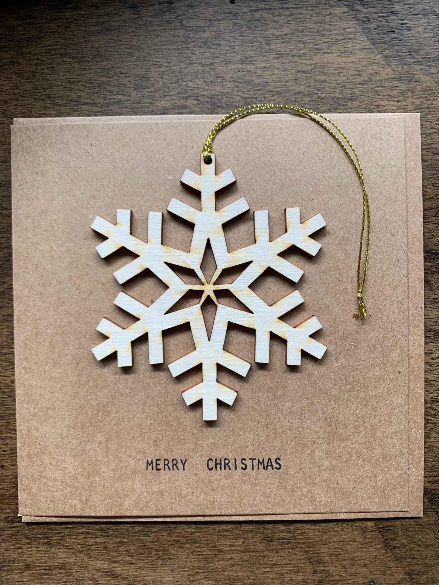 Paper & wood blank Christmas Kraft greeting card with envelope hand crafted ply wood made in Melbourne Australia