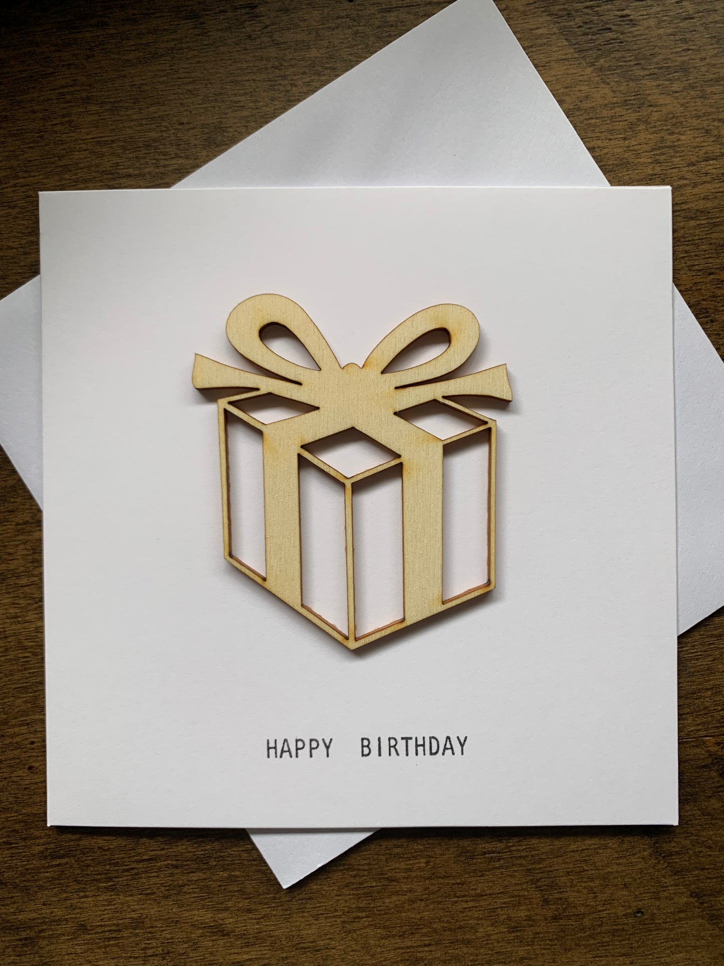 Paper & Wood Blank Birthday greeting card eco friendly product hand crafted plywood design in Melbourne Australia with envelope