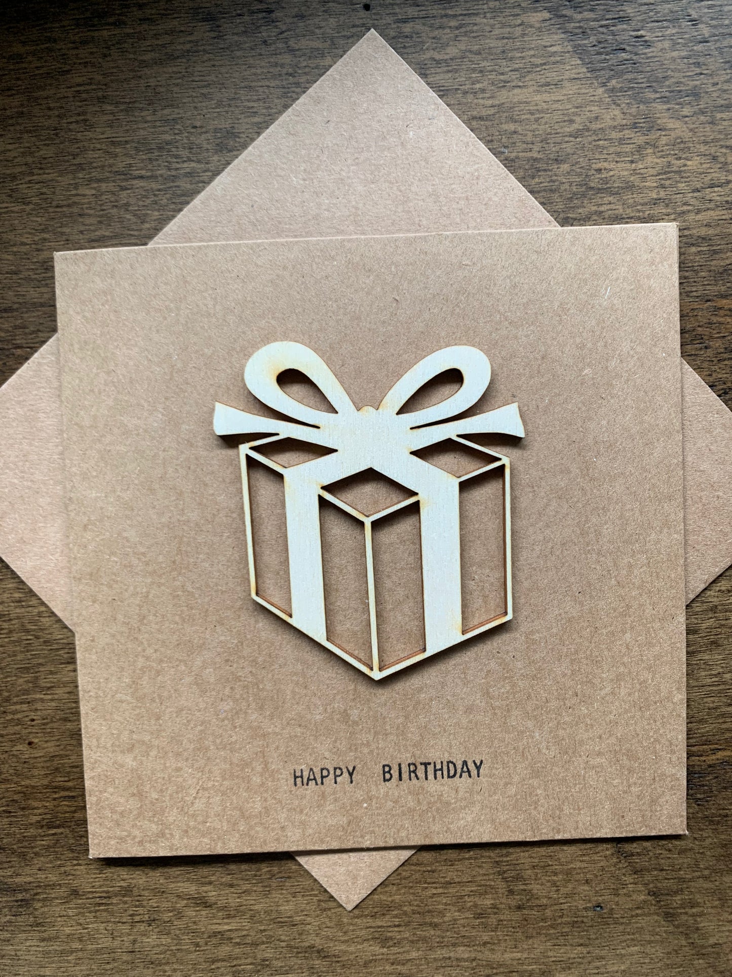 Paper & wood plywood hand crafted blank birthday greeting card eco friendly product kraft paper made in Melbourne Australia