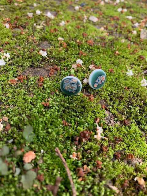 Ethically Made Green Porcelain Stud Earrings