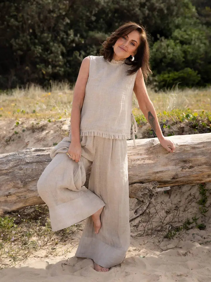 .Eadie Lifestyle Arana Natural Linen Wide Leg Pant