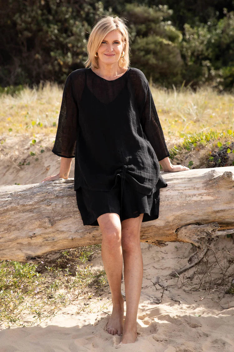 Tallows Linen Shorts Black