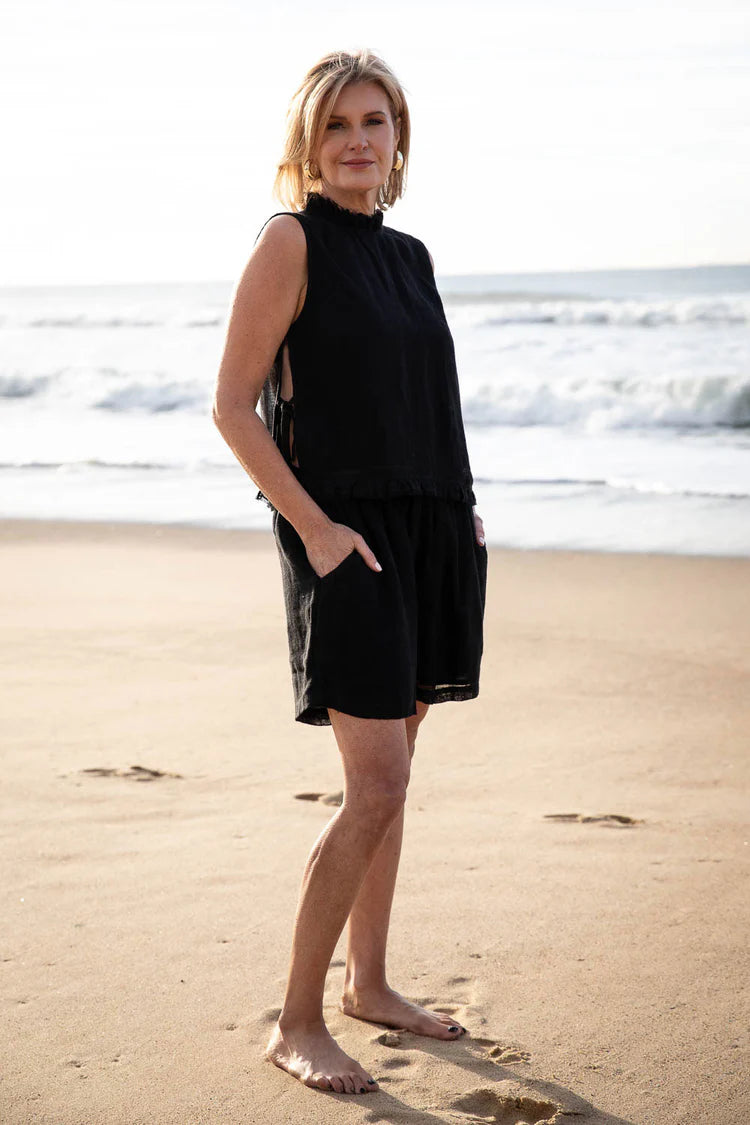 Tallows Linen Shorts Black
