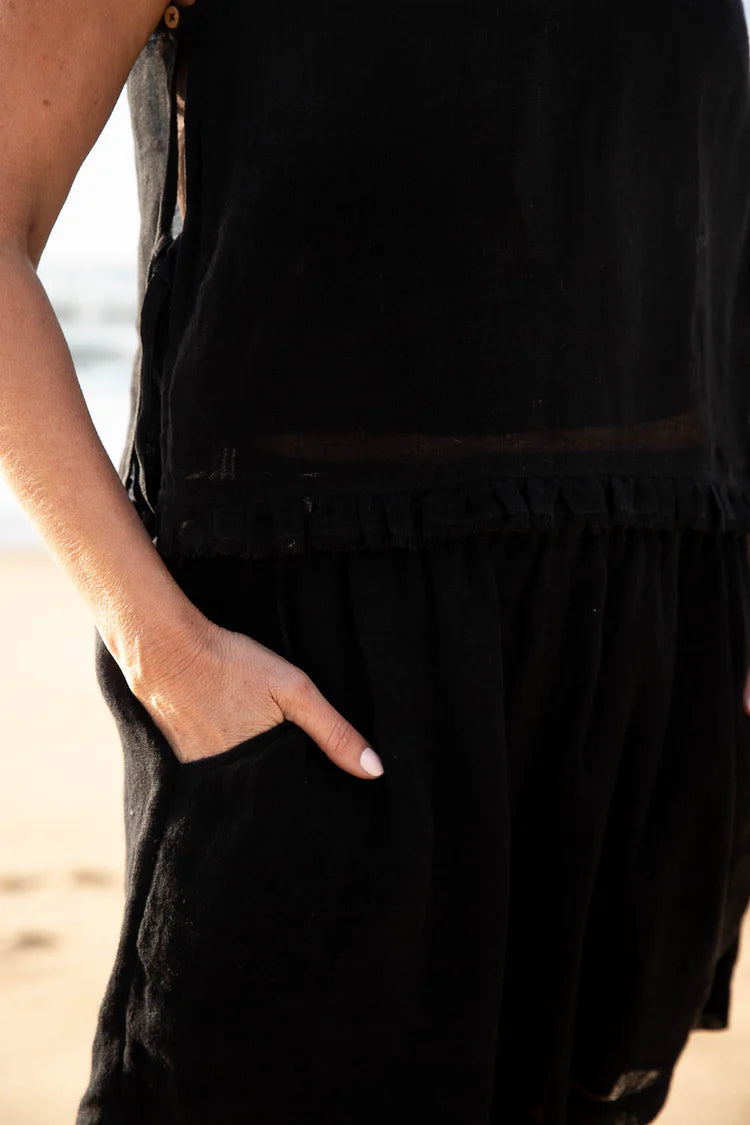 Tallows Linen Shorts Black