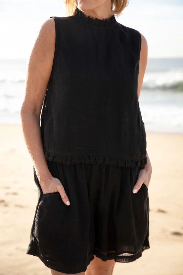 Tallows Linen Shorts Black