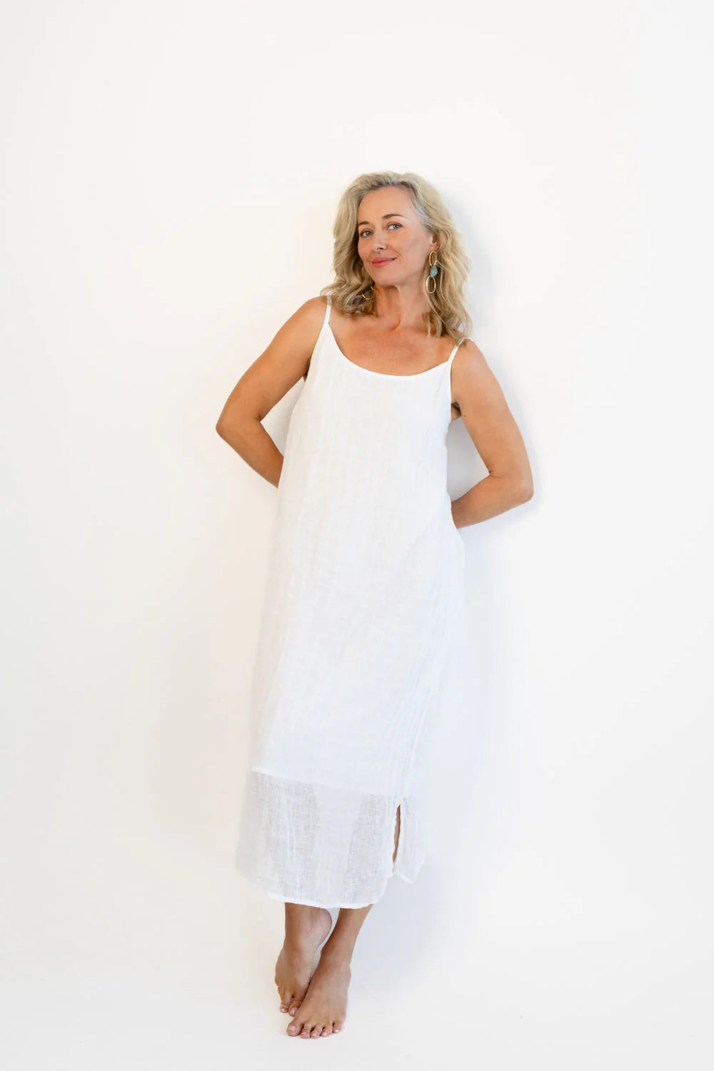 Eadie Lifestyle Luxe Linen Midi Off White