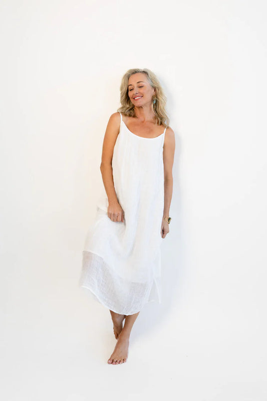 Eadie Lifestyle Luxe Linen Midi Off White