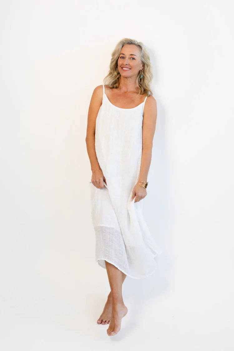 Eadie Lifestyle Luxe Linen Midi Off White