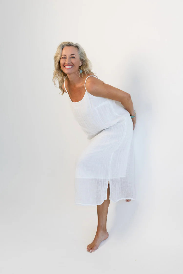 Eadie Lifestyle Luxe Linen Midi Off White