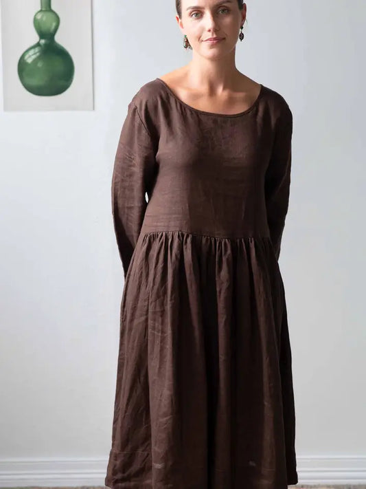 .Eliza French Linen Dress Chicory