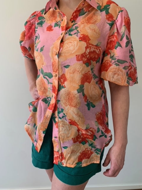 Cotton Silk Annie Shirt Rose Pink- FINAL SALE