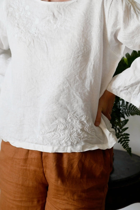 .Lazybones Annie Embroidered Top Warm White