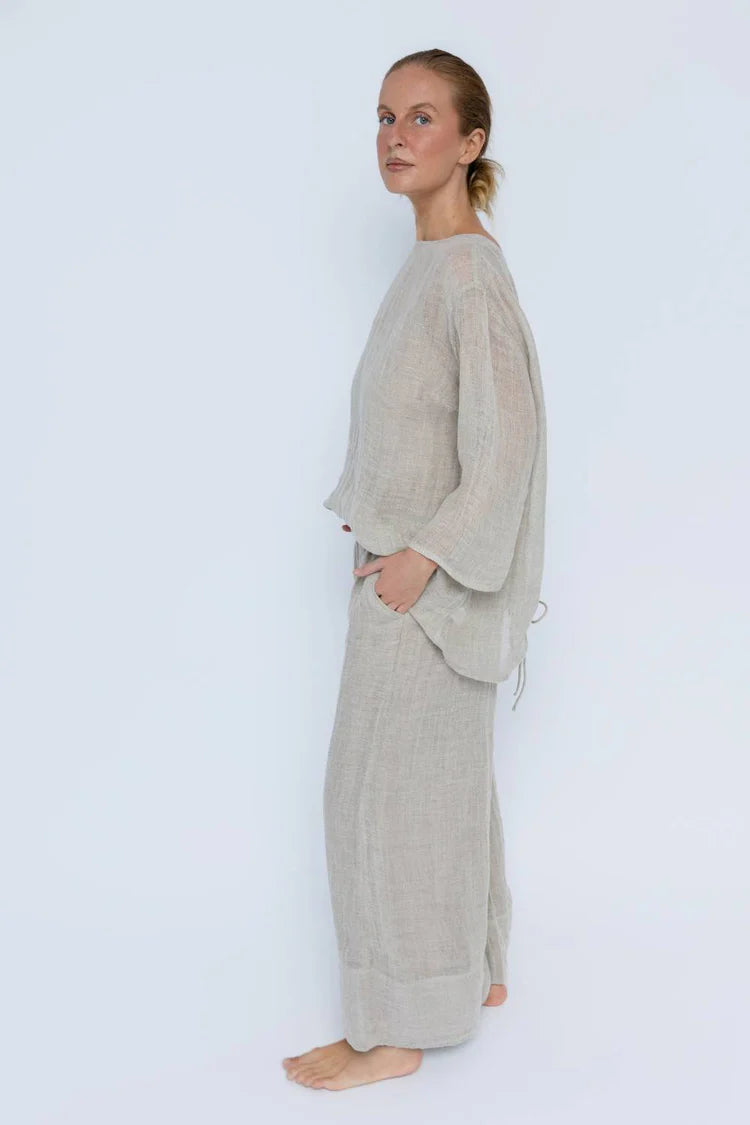 Margot Reversible Linen Top Natural