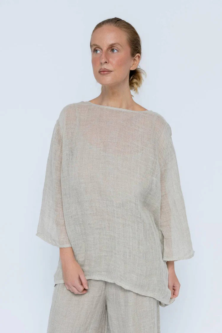 Margot Reversible Linen Top Natural