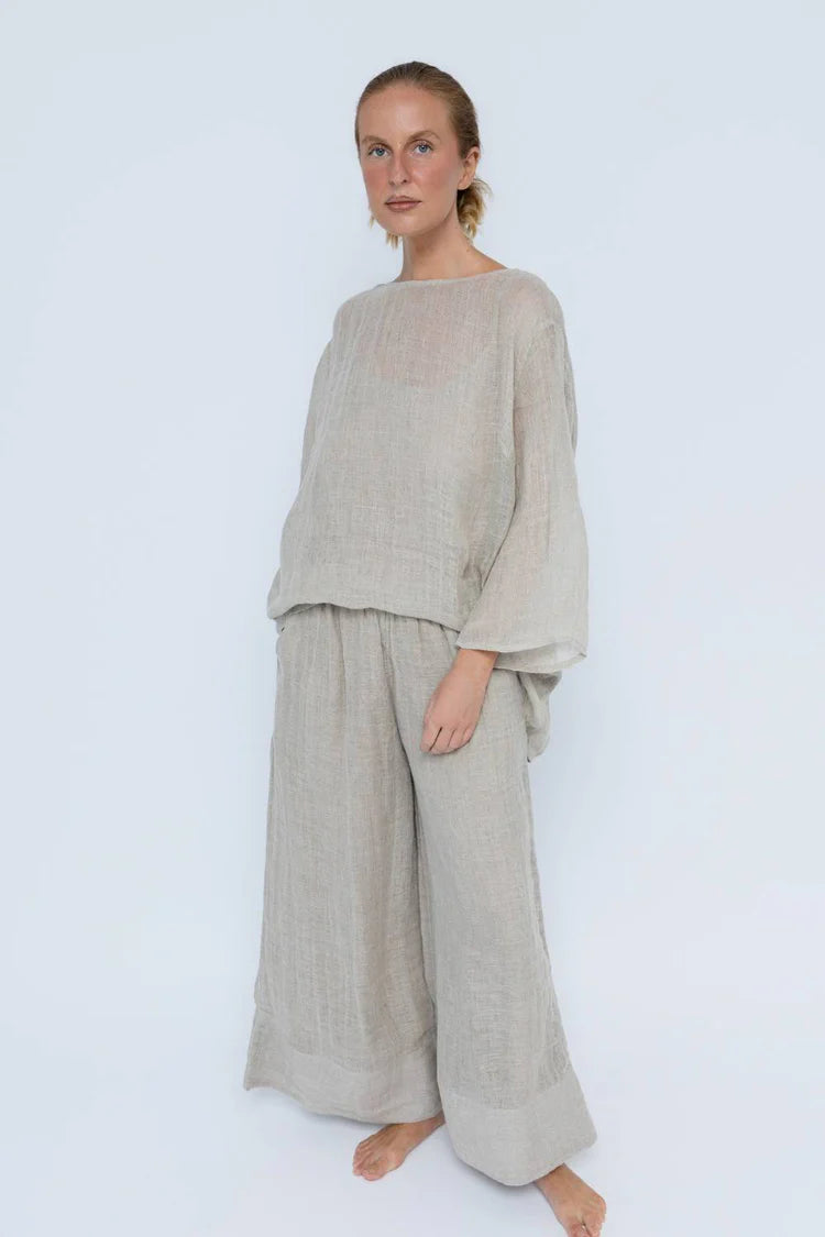 Margot Reversible Linen Top Natural