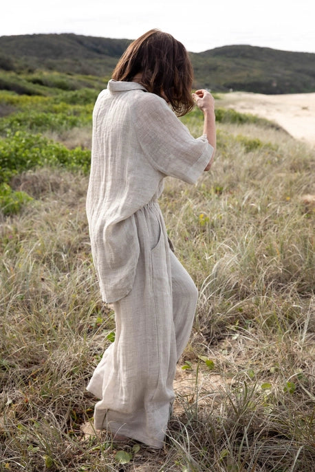 .Eadie Lifestyle Arana Natural Linen Wide Leg Pant