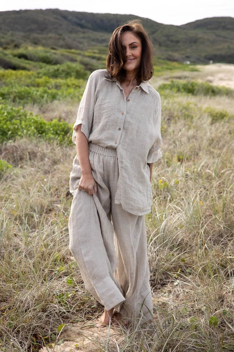 .Eadie Lifestyle Arana Natural Linen Wide Leg Pant