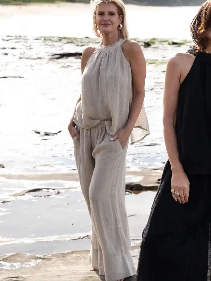 .Eadie Lifestyle Arana Natural Linen Wide Leg Pant