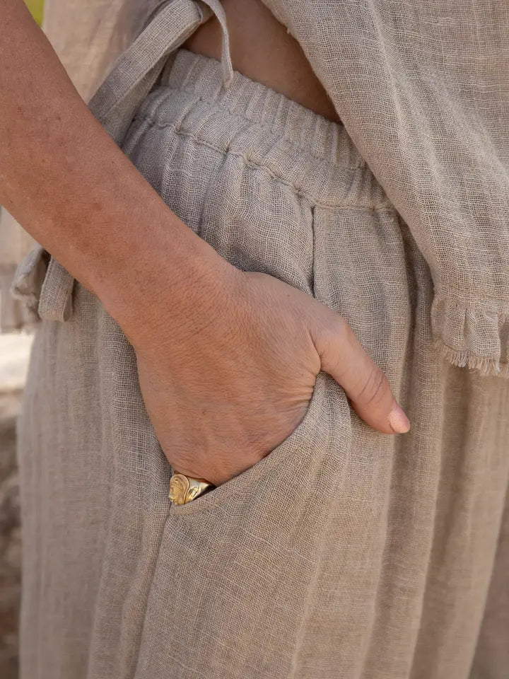 .Eadie Lifestyle Arana Natural Linen Wide Leg Pant